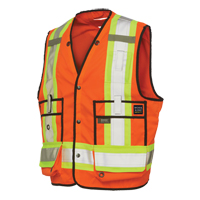 Veste de s&eacute;curit&eacute; pour arpenteur, Orange haute visibilit&eacute;, Grand, Polyester Nia-Chem Ltd.