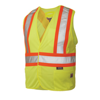 Veste de s&eacute;curit&eacute; d&eacute;tachable en cinq points, Jaune lime haute visibilit&eacute;, Grand/T-Grand, Polyester Nia-Chem Ltd.