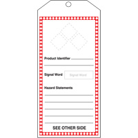 GHS Jumbo Safety Tag, Cardstock, 3-7/8" W x 8-1/2" H, English Nia-Chem Ltd.