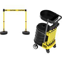 PLUS Barrier Post Cart Kit with Tray, 75' L, Metal, Yellow Nia-Chem Ltd.