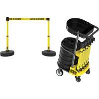 PLUS Barrier Post Cart Kit with Tray, 75' L, Metal, Yellow Nia-Chem Ltd.