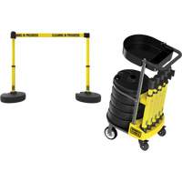 PLUS Barrier Post Cart Kit with Tray, 75' L, Metal, Yellow Nia-Chem Ltd.