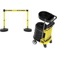 PLUS Barrier Post Cart Kit with Tray, 75' L, Metal, Yellow Nia-Chem Ltd.