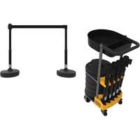 PLUS Barrier Post Cart Kit with Tray, 75' L, Metal, Black Nia-Chem Ltd.