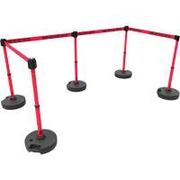 Ensemble de cinq montants pour barri&egrave;re PLUS, Plastique, 42" h, Ruban Rouge, Longueur du ruban 15' Nia-Chem Ltd.