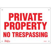 "Private Property" Sign, 7" x 10", Aluminum, English Nia-Chem Ltd.