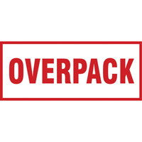 Étiquette de manutention «Overpack», 6" lo x 2-1/2" la, Rouge/blanc SGQ528 | Nia-Chem Ltd.