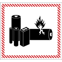 Étiquettes de manutention de matières dangereuses, 4-1/2" lo x 5-1/2" la, Noir/rouge SGQ532 | Nia-Chem Ltd.
