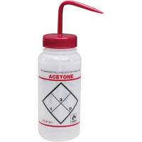 "Acetone" Safety-Labeled Wide-Mouth Wash Bottle, 16 oz. SGR026 | Nia-Chem Ltd.