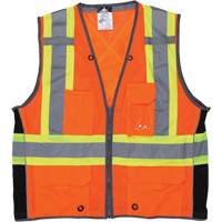 Veste de s&eacute;curit&eacute; pour arpenteur, Orange haute visibilit&eacute;, Grand, Polyester Nia-Chem Ltd.