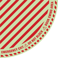 Signalisation au sol ?Emergency Exit? (sortie de secours) pour porte battante en quart de cercle, Adh&eacute;sif, Anglais avec pictogramme Nia-Chem Ltd.