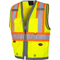 6673 Mesh-Back Zip-Front Surveyor's Vest, High Visibility Lime-Yellow, Small, Polyester Nia-Chem Ltd.