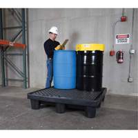 Ultra-Spill Pallet mod&egrave;le &eacute;conomique, 4 barils, Capacit&eacute; de d&eacute;versement 66 gal. US, 53" x 53" x 11,8" Nia-Chem Ltd.