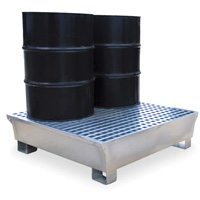 Ultra-Spill Pallet en acier, 4 barils, Capacit&eacute; de d&eacute;versement 68 gal. US, 49,1" x 47,1" x 10,9" Nia-Chem Ltd.