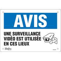 "Surveillance vid&eacute;o" Sign, 7" x 10", Plastic, French with Pictogram Nia-Chem Ltd.