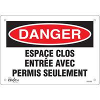 "Espace clos" Sign, 7" x 10", Plastic, French SHG593 | Nia-Chem Ltd.
