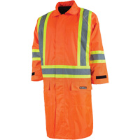 Long Rain Jacket with Detachable Hood, Nylon/PVC, Small, High Visibility Orange SHH310 | Nia-Chem Ltd.