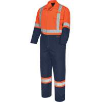 5514BB 2-Tone Safety Coveralls with Zipper Closure, 36, High Visibility Orange/Navy Blue Nia-Chem Ltd.