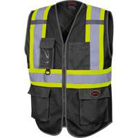 6959BK Tricot High-Visibility Safety Vest with Zipper Closure, Black, X-Small, Polyester Nia-Chem Ltd.
