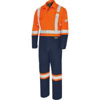 FR-Tech<sup>®</sup> 2-Tone Safety Coverall, Size 40, Navy Blue/Orange, 10 cal/cm² SHI224 | Nia-Chem Ltd.