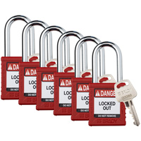 Cadenas de verrouillage Velocity, Rouge, Cl&eacute;s diff&eacute;rentes, Nylon, Largeur de 1-1/2" Nia-Chem Ltd.