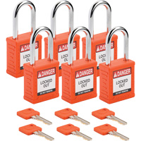 Cadenas de verrouillage Velocity, Orange, Cl&eacute;s diff&eacute;rentes, Nylon, Largeur de 1-1/2" Nia-Chem Ltd.
