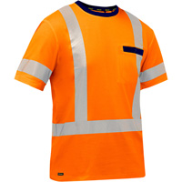 Chemise &agrave; manches courtes et X au dos Bisley, Poly-coton, Petit, Orange haute visibilit&eacute; Nia-Chem Ltd.