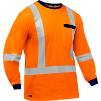 Chemise &agrave; manches longues et X au dos Bisley, Poly-coton, Petit, Orange haute visibilit&eacute; Nia-Chem Ltd.