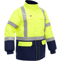 Manteau pour le froid extr&ecirc;me avec bas bleu marin et X au dos Bisley, Polyester, Jaune lime haute visibilit&eacute;, Petit Nia-Chem Ltd.