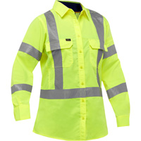 Chemise de travail &agrave; manches longues et X au dos Bisley avec X-Airflow pour femmes, Poly-coton, Petit, Jaune lime haute visibilit&eacute; Nia-Chem Ltd.