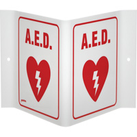 "A.E.D." V-Style Sign, 6" x 9", Acrylic, English with Pictogram Nia-Chem Ltd.