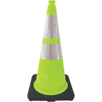 C&ocirc;ne de signalisation de premi&egrave;re qualit&eacute;, 28", Vert lime, Bande(s) r&eacute;fl&eacute;chissante(s) 4" & 6" Nia-Chem Ltd.