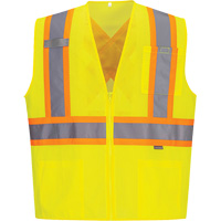 Contrast-Striped Safety Vest, High Visibility Lime-Yellow, Small, Polyester Nia-Chem Ltd.