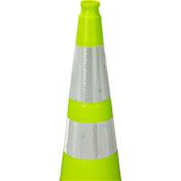 C&ocirc;ne de signalisation de premi&egrave;re qualit&eacute;, 36", Vert lime, Bande(s) r&eacute;fl&eacute;chissante(s) 4" & 6" Nia-Chem Ltd.