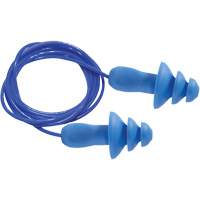 Bouchons d'oreilles r&eacute;utilisables bleus 100 % d&eacute;tectables par m&eacute;tal SEALTEC TipGrip, Avec cordon, Taille unique, Vrac - Boîte, NRR dB 26 dB Nia-Chem Ltd.