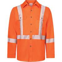 Avenger 7 oz Deluxe Segmented Striped High-Visibility Work Shirt, Style 652, Men's, Small, Orange Nia-Chem Ltd.