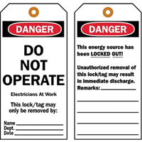 Lockout Tags, Plastic, 3" W x 5-1/2" H, English Nia-Chem Ltd.