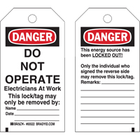 Lockout Tags, Plastic, 3" W x 5-1/2" H, English Nia-Chem Ltd.