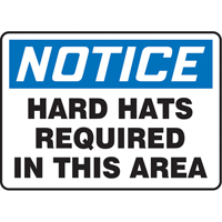 Enseigne  Hard Hats Required , 10" x 14", Vinyle, Anglais Nia-Chem Ltd.
