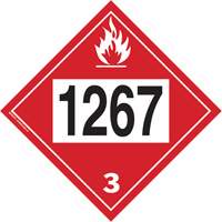 Plaque-&eacute;tiquette TMD 1267 pour liquide inflammable p&eacute;trole brut, Vinyle adh&eacute;sif Nia-Chem Ltd.