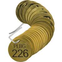 &eacute;tiquettes num&eacute;rot&eacute;es pour vannes PLPG, # 226-250, Laiton, 1,5" dia. Nia-Chem Ltd.