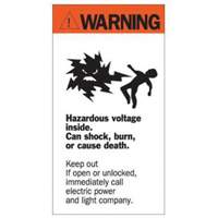 Enseigne Warning Hazardous Voltage, 8" x 4-1/2", Acrylique, Anglais avec pictogramme Nia-Chem Ltd.