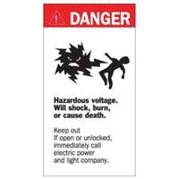Enseigne Danger Hazardous Voltage, 8" x 4-1/2", Acrylique, Anglais avec pictogramme Nia-Chem Ltd.