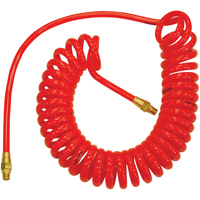 Flexcoil Self-Storing Polyurethane Air Hoses With Fittings, Air, 1/4" ID x 15' L, Polyurethane, 140 PSI at 23 °C Nia-Chem Ltd.