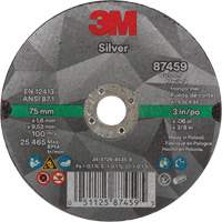 Silver Cut-Off Wheel, 3" x 0.06", 3/8"-24 Arbor, Type 1, Ceramic, 25645 RPM TCT840 | Nia-Chem Ltd.
