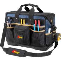 Molded Base Contractor's Closed-Top Tool Bag, Ballistic Polyester, 29 Pockets, Black/Blue Nia-Chem Ltd.