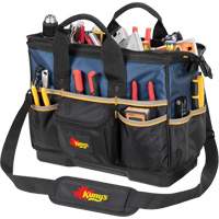 Molded Base Big-Mouth Tote Tool Bag, Ballistic Polyester, 23 Pockets, Black/Blue Nia-Chem Ltd.