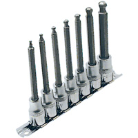 LHSW-3807 SAE 4" Long Ball Nose Socket Set, Hex Ball, 3/8" Drive, 7 Pcs Nia-Chem Ltd.