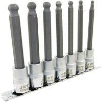 LHSW-3807M Metric 4" Long Ball Nose Socket Set, Hex Ball, 3/8" Drive, 7 Pcs Nia-Chem Ltd.