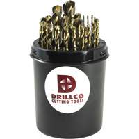 Jeu de forets courts, imp&eacute;rial, dans un seau Drillco, 29 morceaux, Cobalt Nia-Chem Ltd.